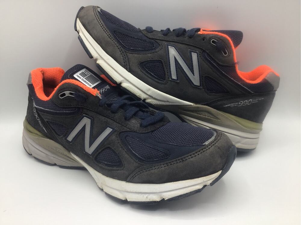 New Balance 990v4 Navy Orange Made In USA Mens 10 Running Sneakers M990NI4